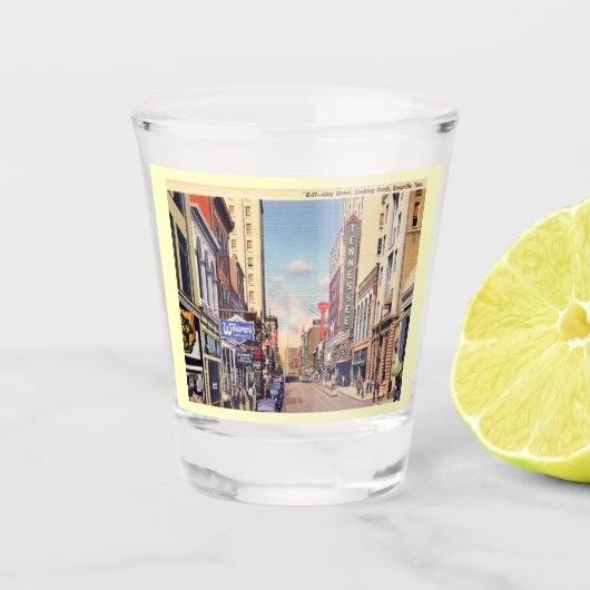 ゲイ通り，テネシー州，ノックスビルヴィンテージ ショットグラス (正面)