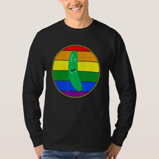 ゲイ野菜キュウリLgbtqプライド物雨 Tシャツ (正面)