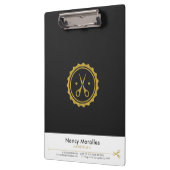 ゲイ金ゴールドとホワイトヘアスタイリストハサミ&サークルログ クリップボード (左)