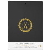 ゲイ金ゴールドとホワイトヘアスタイリストハサミ&サークルログ クリップボード (裏面)