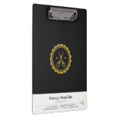 ゲイ金ゴールドとホワイトヘアスタイリストハサミ&サークルログ クリップボード (右)