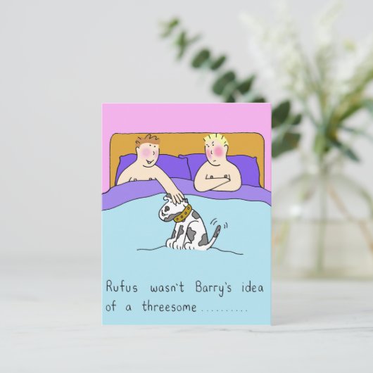 ゲイ3人組の漫画ユーモア ポストカード (スタンド正面)