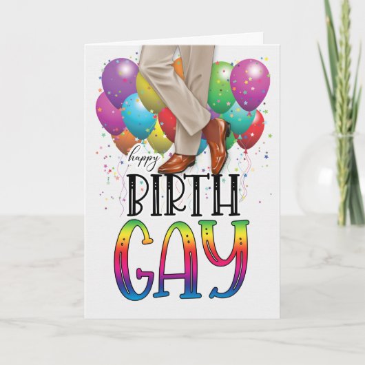 ゲイ・アフリカ系アメリカ人虹色の誕生日おめでとう メンズ カード (正面)