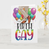 ゲイ・アフリカ系アメリカ人虹色の誕生日おめでとう メンズ カード (黄色い花)