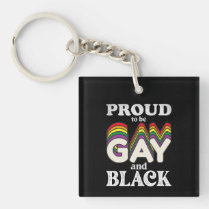 ゲイ・アンド・ブラックであることを誇りに思う LGBT Pride キーホルダー