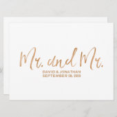 「ゲイ ウェディング サイン」銅めっき おしゃれ 同性婚 結婚式 サイン Mr. and Mr. セーブザデート (正面/裏面)