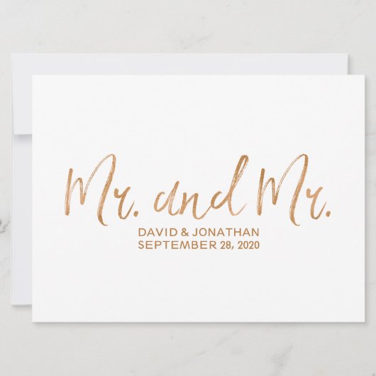 「ゲイ ウェディング サイン」銅めっき おしゃれ 同性婚 結婚式 サイン Mr. and Mr. セーブザデート (正面)