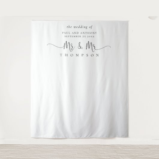 ゲイ ウェディング フォト ブック背景 Mr と Mr スクリプト タペストリー (正面)