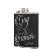 ゲイ オブ オナー | シルバー ブライダル パーティー カスタム メモリアル フラスク (左)