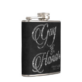 ゲイ オブ オナー | シルバー ブライダル パーティー カスタム メモリアル フラスク (右)