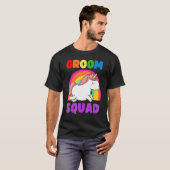 ゲイ グルーム スクワッド ユニコーン LGBT バチェラーパーティー Tシャツ (正面フル)