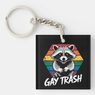 ゲイ・トラッシュ・アライグマ LGBTQプライド ヴィンテージ キーホルダー