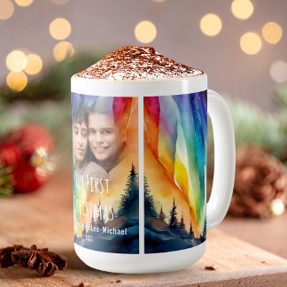 ゲイ ノーザンライツ 水彩クリスマス 写真 コーヒーマグカップ