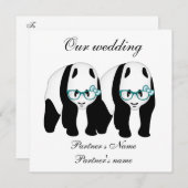 ゲイ、パンダ結婚式招待状 招待状 (正面/裏面)