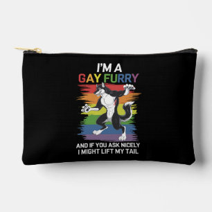 ゲイ+ファーリー+フォックス+レインボー+LGBTQ+プライド アクセサリーポーチ