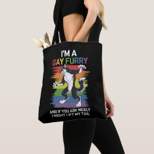 ゲイ+フューリー+フォックス+レインボー+LGBTQ+プライド トートバッグ