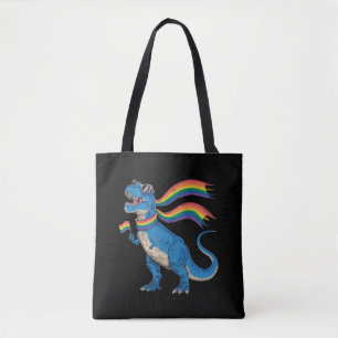 ゲイ プライド ディノ Tレックス レインボーフラッグ LGBT アライ トートバッグ