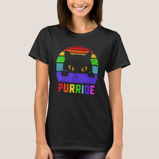 ゲイ プライド パライド 猫 女性 男性 LGBT ダディ 猫 Tシャツ (正面)