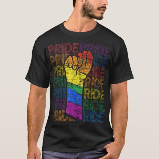 ゲイ プライド フィスト LGBT Tシャツ (正面)
