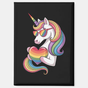 ゲイ プライド ユニコーン ハート レインボーフラッグ LGBT マグネット
