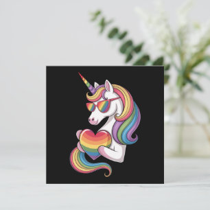 ゲイ プライド ユニコーン ハート レインボーフラッグ LGBT 招待状