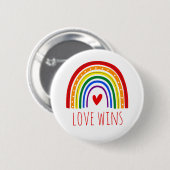 ゲイ・プライド・ラブ・ウィンズ LGBT レインボー 缶バッジ (正面&裏面)