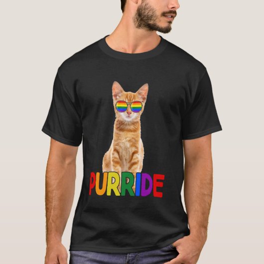 ゲイ プライド 猫 かわいい LGBTQ パライド Tシャツ (正面)