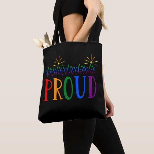 ゲイ・プライド LGBT 花火 ブラック トートバッグ (クローズアップ)