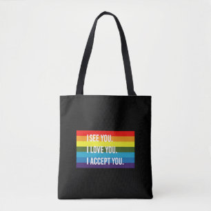 ゲイ プライド LGBT Tシャツ I See I Love You I Accept You トートバッグ