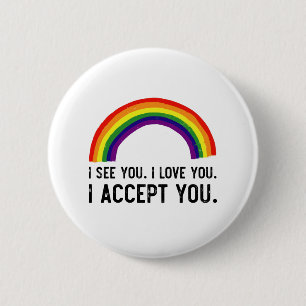 ゲイ プライド LGBT Tシャツ I See I Love You I Accept You 缶バッジ