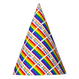 ゲイ・プライド LGBTQ レインボー タイル柄 パーティー パーティーハット