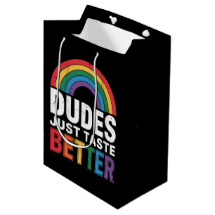 ゲイ プライド LGBTQ 贈り物 面白い おいしい男 ミディアムペーパーバッグ