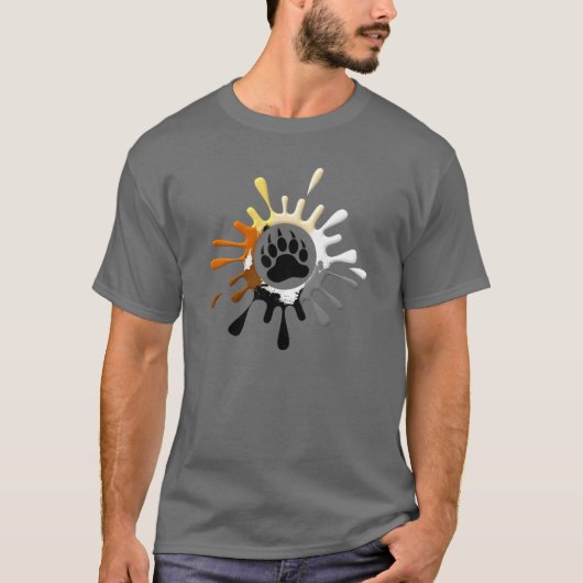 ゲイ・ベア・プライド・カラースプラッシュベアパウ Tシャツ (正面)