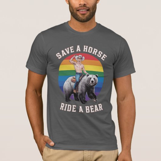 ゲイ・ベア・プライド セーブ・ア・ホース ライド・ア・ベア Tシャツ (正面)