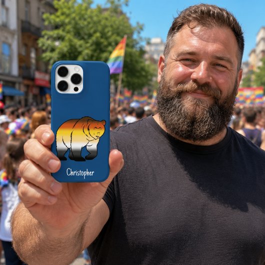 ゲイ・ベア・プライド・フラグカラーのクマのカスタムネーム Case-Mate iPhoneケース