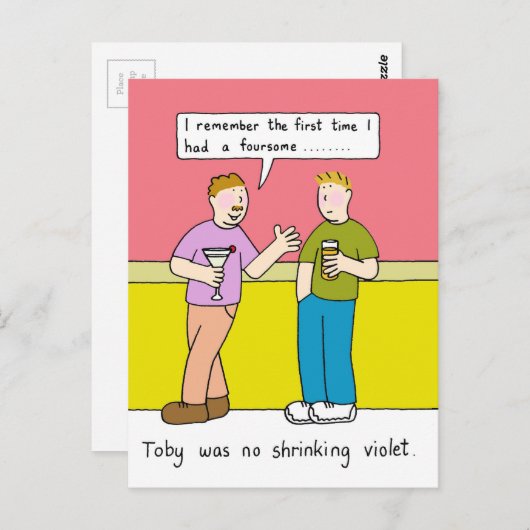 ゲイ・ユーモア・ザ・フォー・ソファの漫画 ポストカード (正面/裏面)