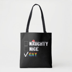 ゲイ ラブ パレード レインボー LGBT クリスマス プレゼント ナウティ ナイス トートバッグ