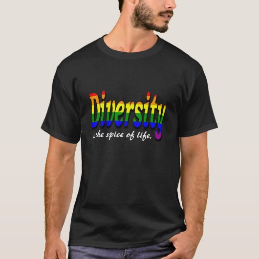 ゲイ・レインボーフラッグ 多様性は人生のスパイス Tシャツ (正面)