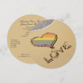 ゲイ レインボー ラブ ハート サンド 招待状 (正面/裏面)