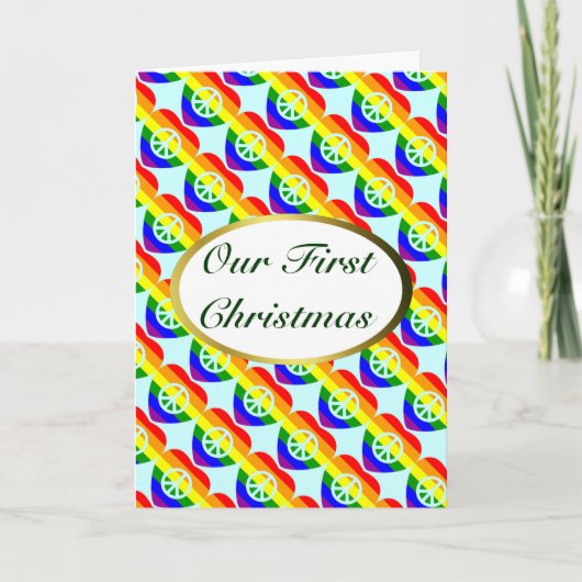 ゲイ・レズビアンの結婚の初めてのクリスマスカード シーズンカード (正面)