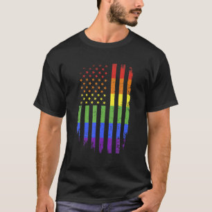 ゲイ&レズビアンプライドマンスサポートレインボーUS Ame Tシャツ