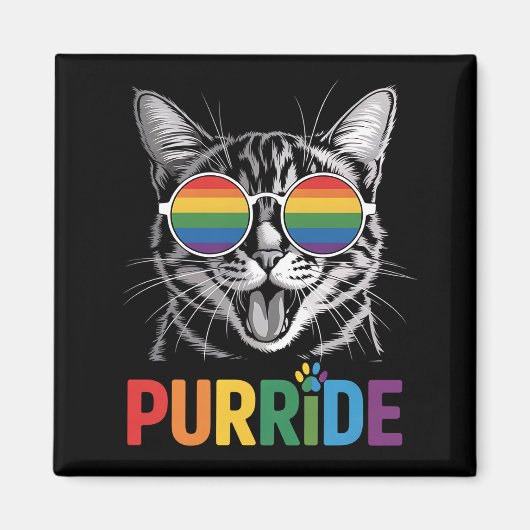 ゲイ レズビアン レインボー LGBTQ+ 支援 Pride にゃんこ マグネット (正面)