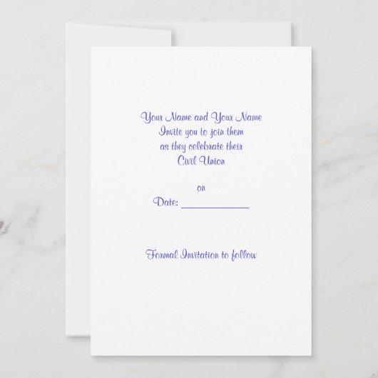 ゲイ/レズビアン'Save the Date'フォトカード招待状 セーブザデート (裏面)