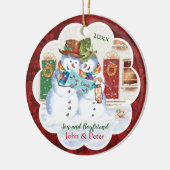 ゲイ、息子およびボーイフレンドのキャロルを歌っている2人の雪だるまクリスマス セラミックオーナメント (左)
