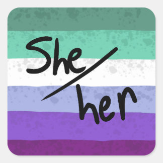 ゲイ・男性から女性へのトランスジェンダー She/Her(彼女/彼女の)人称代名詞 ステッカー
