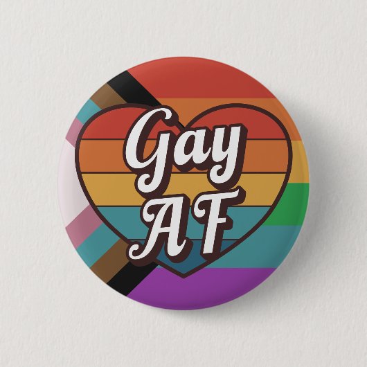 ゲイ AF Pride LGBTQ+ 缶バッジ (正面)