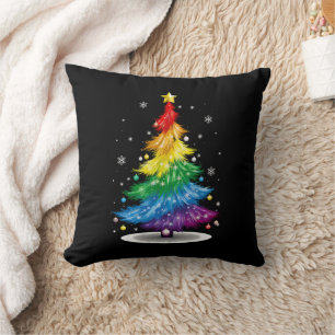 ゲイ LGBT プライド レインボー クリスマスツリー メリークリスマス クッション