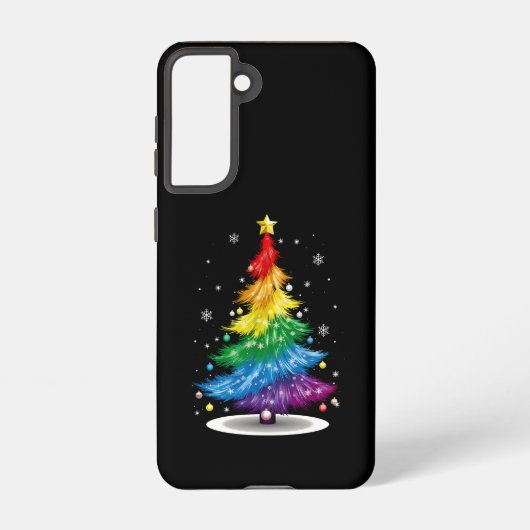 ゲイ LGBT プライド レインボー クリスマス ツリー メリー Xmas Samsung Galaxyケース (裏面)