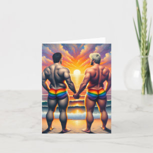 ゲイ LGBTQ ビーチデー 虹色 愛は愛 サンキューカード