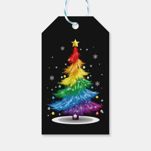 ゲイLGBTプライドレインボークリスマスツリーメリークリスマス ギフトタグ (裏面)